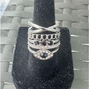 SZ 7 Silver Plated set of 5 Rings Spiritual